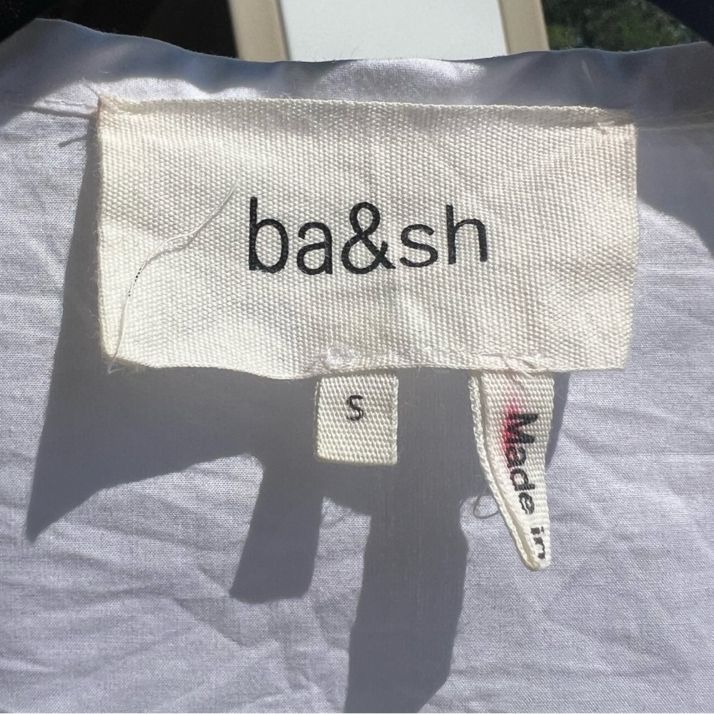 🆕ba&sh Cotton White Mini Dress Smocked Ruffle Hem Summer Casual Boho Chic Size S - Picture 15 of 17